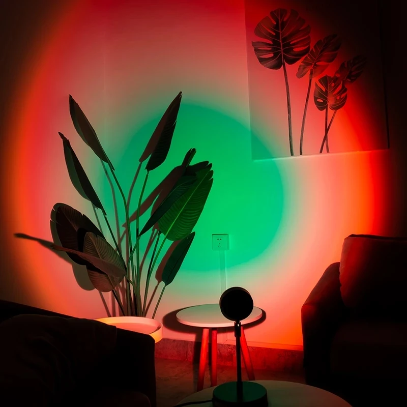 

Remote Control RGB Sunset Projection Lamp Rainbow Led Projector Night Lights for Bedroom Shop Wall Decoration Atmosphere Light