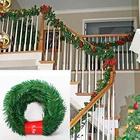 Искусственная зеленая Рождественская гирлянда, венок на Рождество, вечерние праздничное Рождественское украшение, Сосновая елка из ротанга, подвесное украшение для детей, 5,5 м