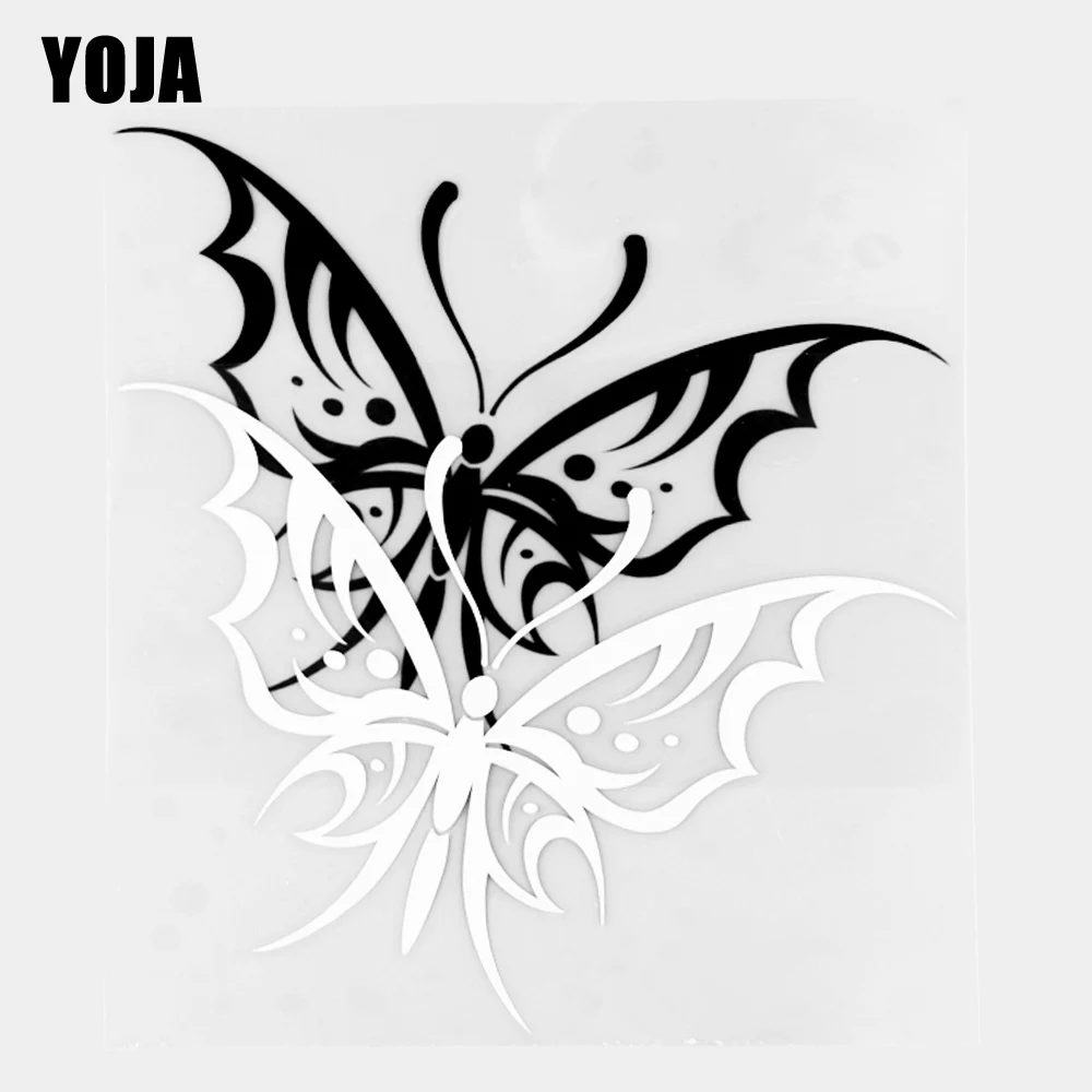 

YOJA 17.6×13.6CM Cartoon Creative Butterfly Vinyl Animals Decal Car Stickers Black/Silver 19C-0308