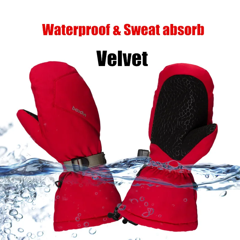 Boodun бархатные теплые водонепроницаемые зимние лыжные перчатки для женщин и
