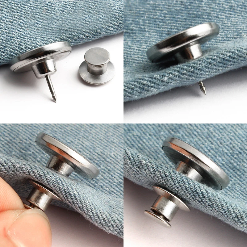 5Pcs Snap Fastener Metal Buttons for Clothing Jeans Perfect Fit Adjust Button self Increase Reduce Waist Free Nail Sew Botones - купить по