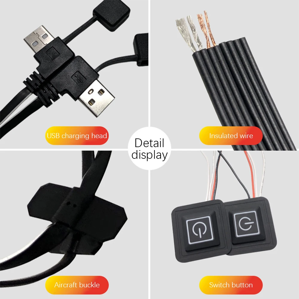 

Heating Vest Pad 3 Gear Sheet Clothes DIY Thermal Pads Washable USB Electric Vest for Outdoor Heated Jacket Warm Gear Clothing
