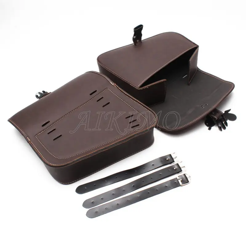 Коричневая мотоциклетная кожаная седельная сумка боковая для инструментов