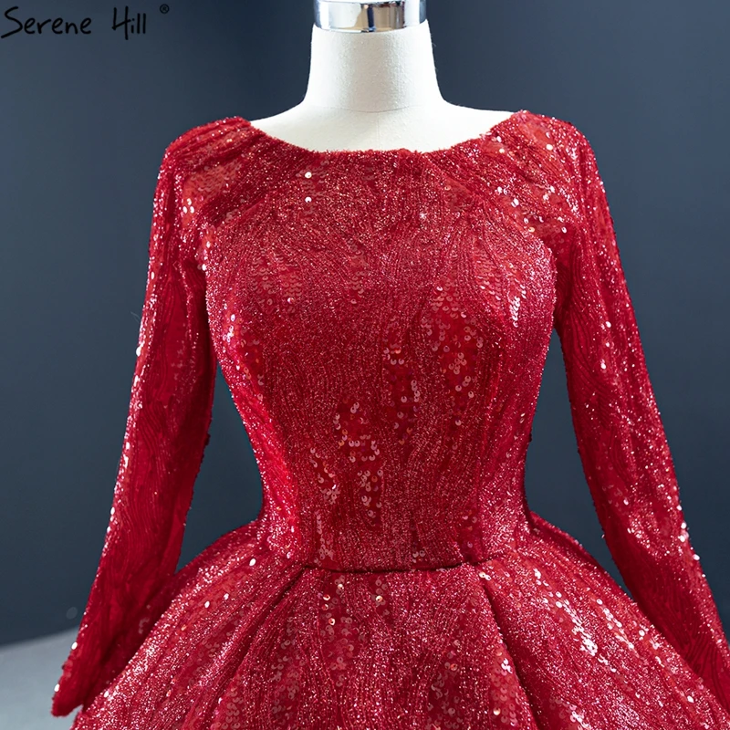 Красные Свадебные платья высокого качества с круглым вырезом и длинным рукавом