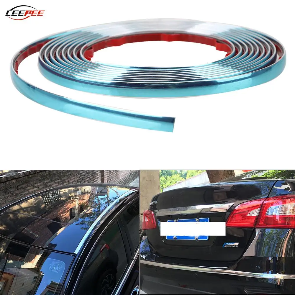 3m Chrome Strip Car Mouldings Stickers Decoration Door Rearview Mirror Bumper Lips Protector Tape Self Adhesive Auto Accessories