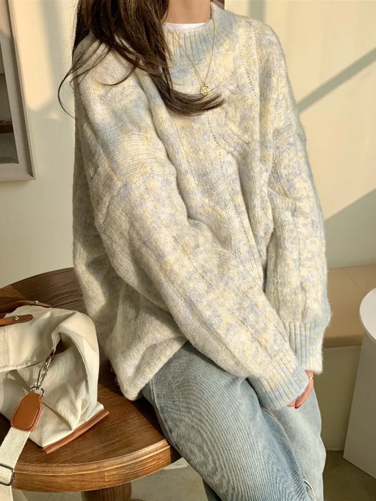 

2021 new twist sweater women's autumn and winter gentle retro all-match foreign style outer wear age-reducing knit sweater top