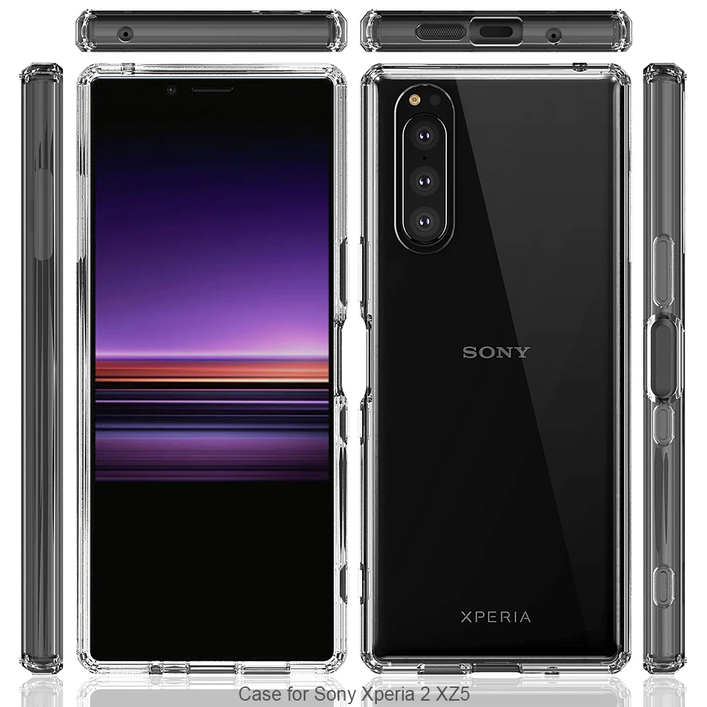 Для sony Xperia 1 чехол Xperia 10 Plus ударопрочный Прозрачный Жесткий задний Тонкий чехол прозрачный защитный чехол для Xperia 5