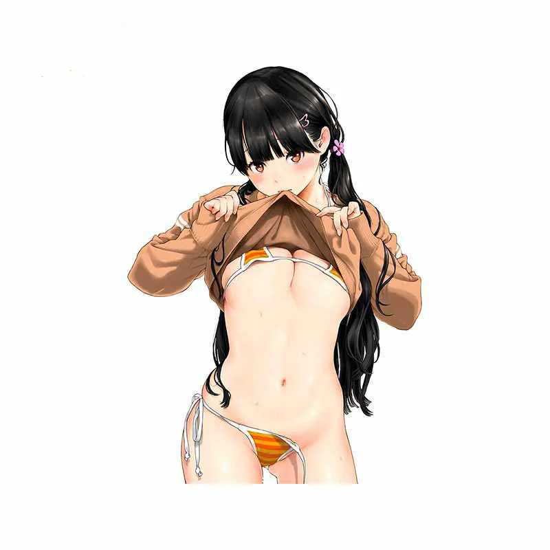 

Personality Sexy Car Sticker Anime for Biting Clothes Girl Naughty Hot Car Styling Decal Laptop Decal Occlusion Scratch Graphics