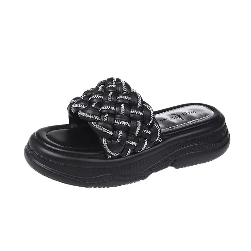 

Shoes Slippers Soft Slides Loafers Jelly Flip Flops Slipers Women Med Platform Fashion Comfort Glitter 2021 Summer Luxury Flat C