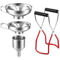 4 pieces canning funnel and can lifter set small funnel kitchen can funnel suitable for all kinds of cans
