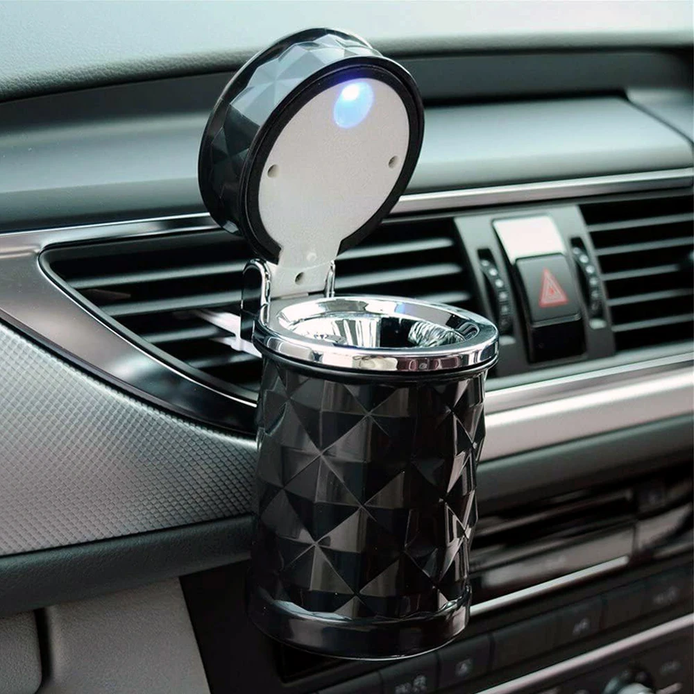 

1 Pcs Car Truck Ashtray Cylinder Portable Air Vent & Cup Holder Mount Ashtray Fashion Black Car Cigarette Ashtray with LED