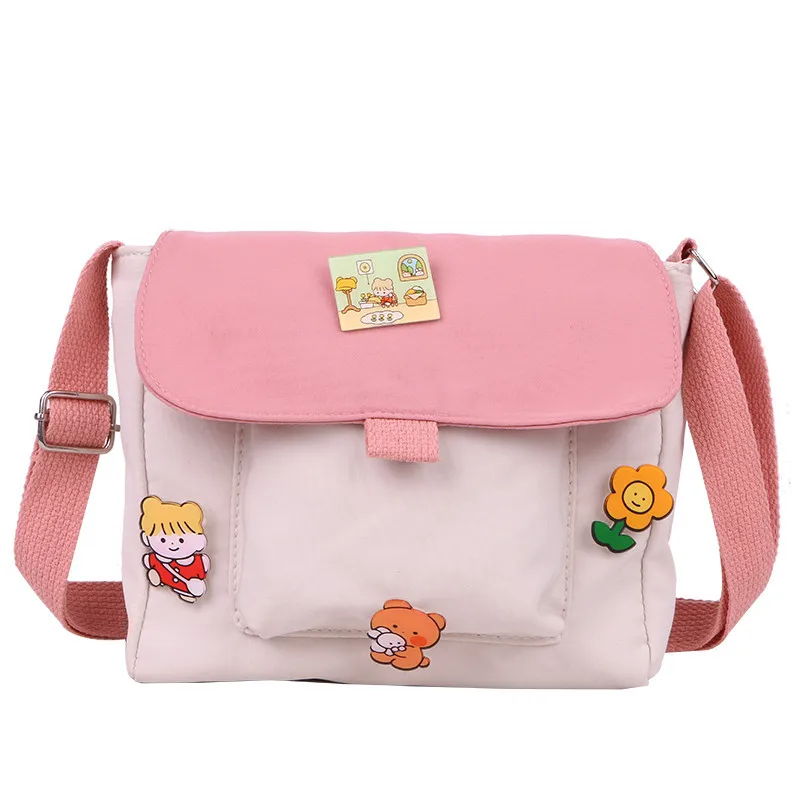 

Student Canvas Bag for Girls Handmade Women Bag Cute Lovely Female Shoulder Bag