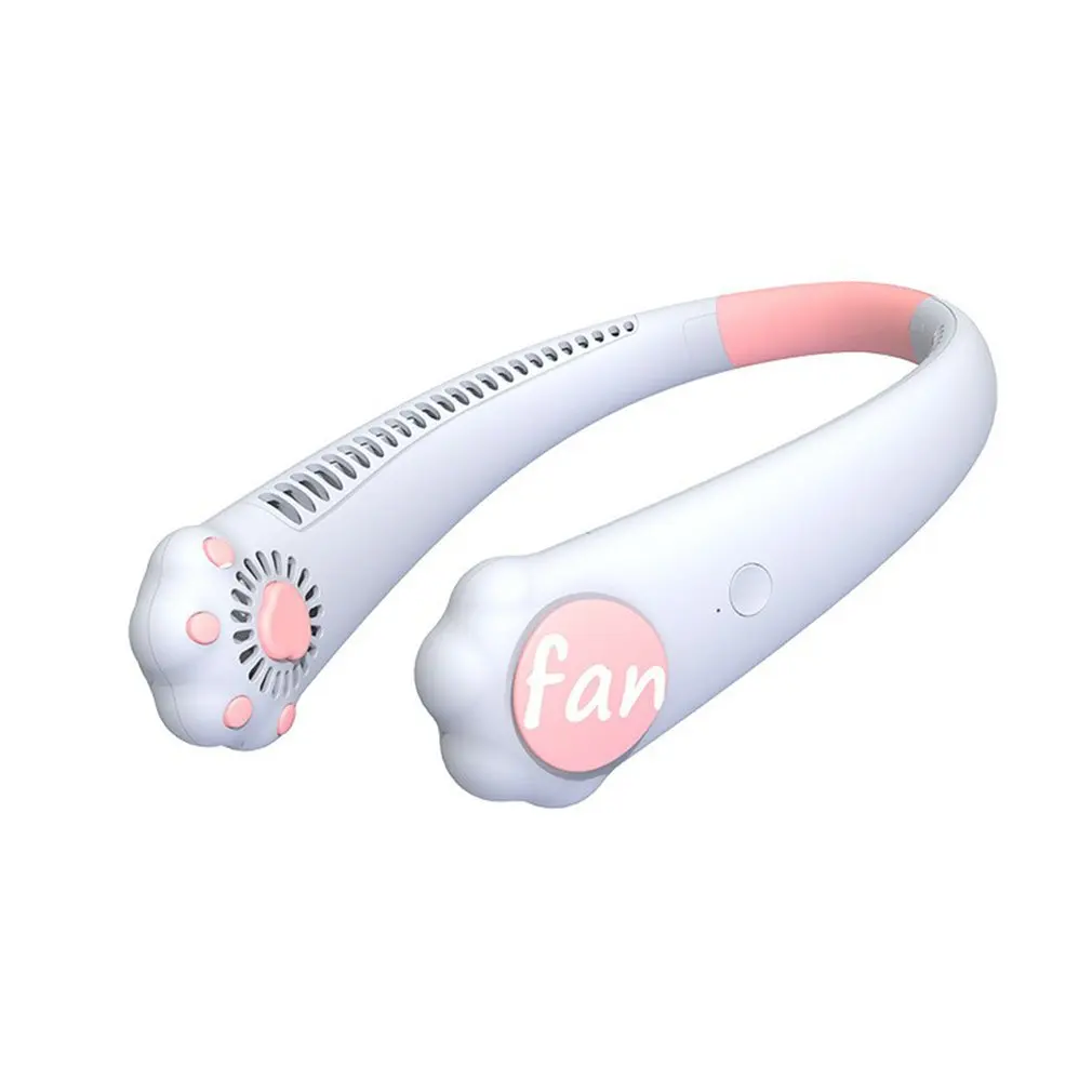 

Мини-вентилятор на шею без листьев для спорта, зарядка через USB, для дома и улицы, портативный бесшумный вентилятор на шею, подходит для детей