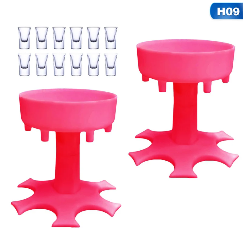 

Caddy Liquor Dispenser 6 Shot Glass Dispenser Holder Carrier Party Beverage Drinking Games Bar Cocktail Wine Quick Filling Tools