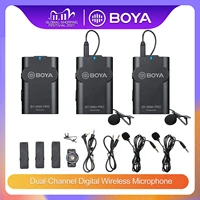 boya by wm4 pro wireless system condenser microphone lavalier lapel for camera dv smartphone for live streamingvlogging