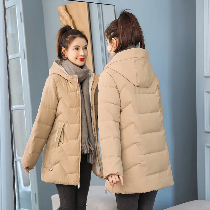 2021 Spring and Winter Coat Women's Coat Long Coat Slim Women's Down Cotton Coat Hooded Thicken Warm Coat Loose Casual Jacket