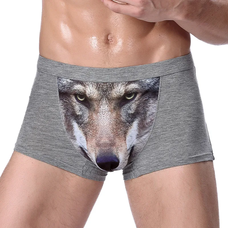 

4XL Large Size Male Underwear Funny Cool Underpants Wolf Modal U Convex Underware Men Boxers Comfortable Soft boxer shorts man