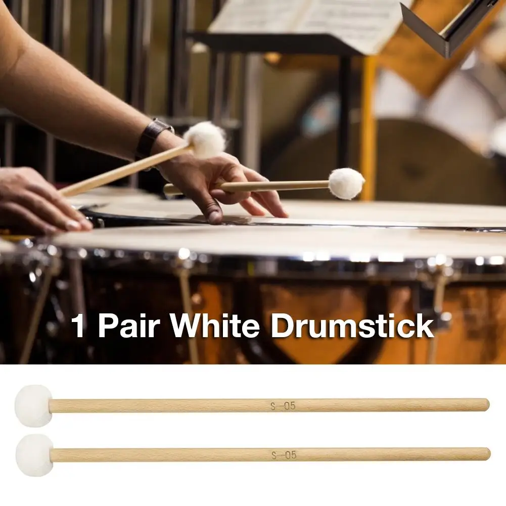

1 Pair Drumstick Screw Fixed Felt Tip Gentle Sound Comfortable Drumstick Percussion Accessories