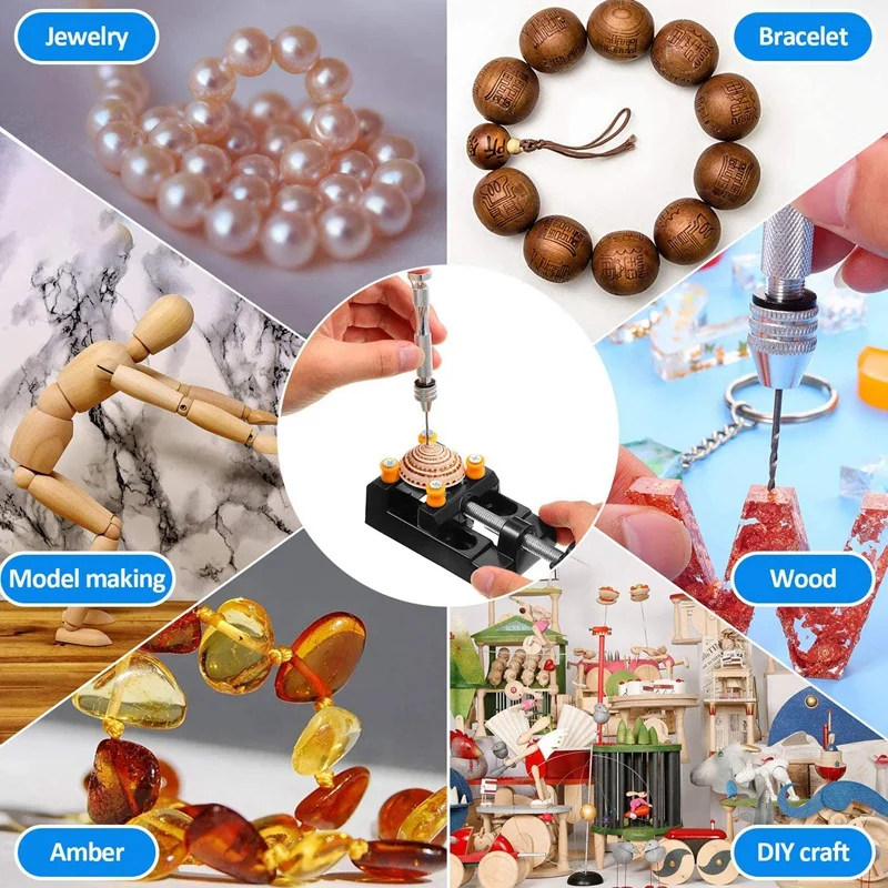 

37Pcs Hand Drill Set Pin Vise Hand Drill Tool with Mini Drills Twist Drills and Bench Vice for Craft Carving Wood DIY