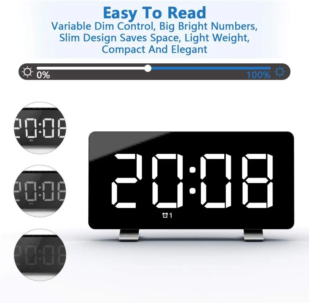 Большие цифровые настольные часы светодиодный многофонный музыкальный стол