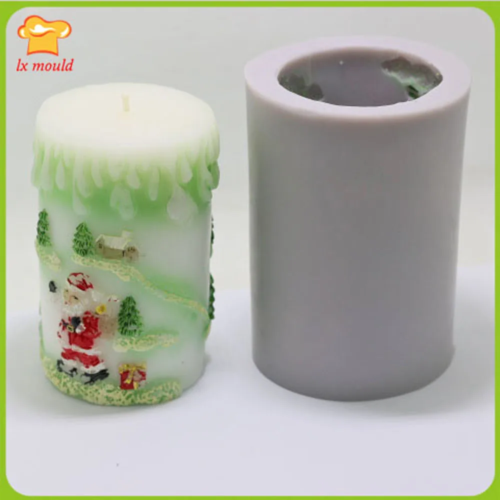 

Santa Cylindrical Relief Candle Moulds Relief 3D Holiday Decorations Candles Tools Christmas Candles