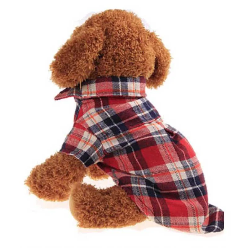 Одежда для собак и кошек мягкая летняя Клетчатая собачья жилетка одежда