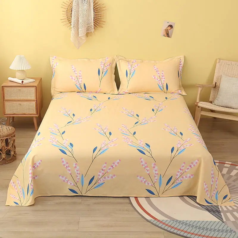 

Bonenjoy 1 pc 100% Cotton Bedding Sheet Double/Queen/King Size Floral Pattern Flat Sheets And Pillow Covers For Adult Bed Linen