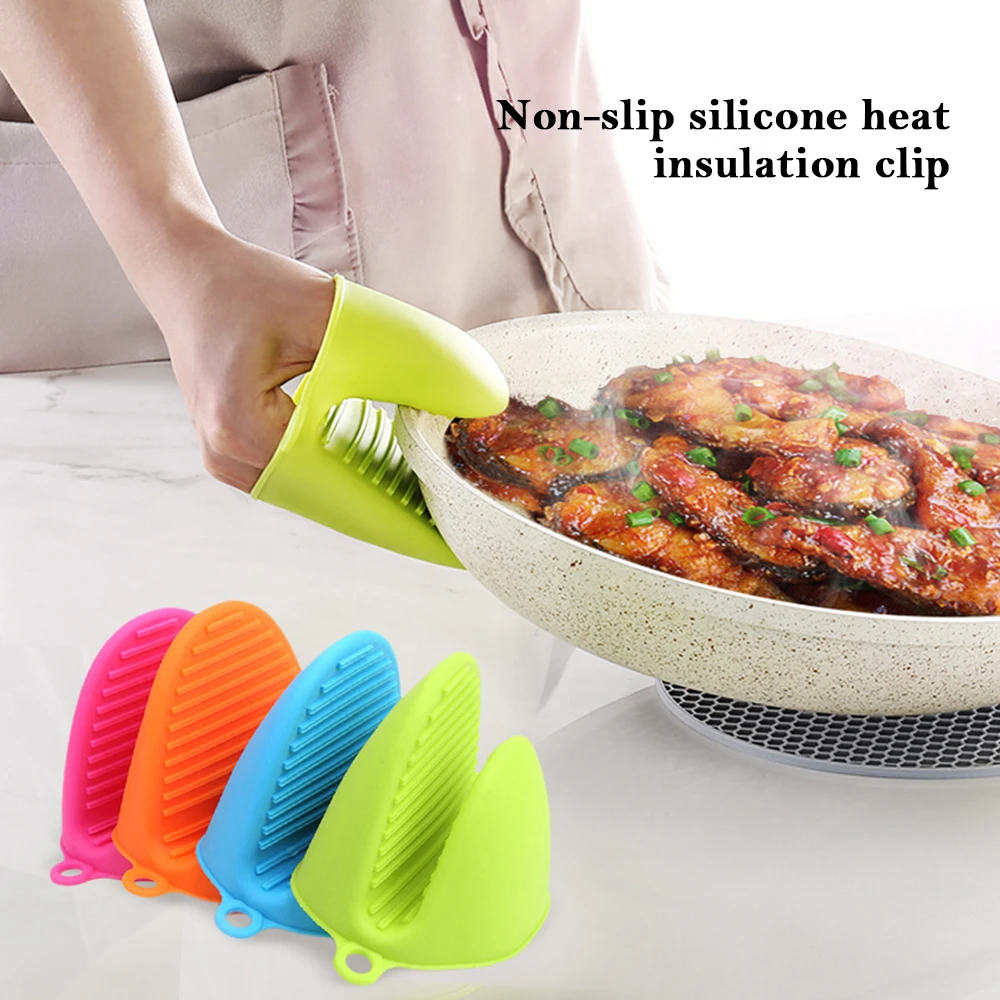 

2pcs Silicone Anti-scalding Oven Gloves Mitts Potholder Kitchen BBQ Gloves Tray Pot Dish Bowl Holder Oven Handschoen Hand Clip