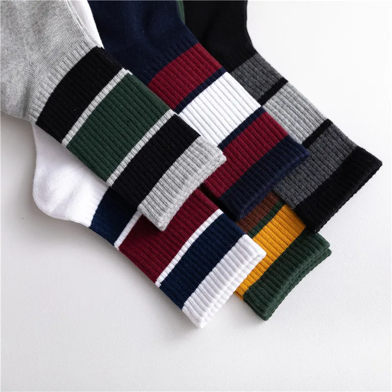Полосатые мужские длинные носки новые осенние спортивные повседневные