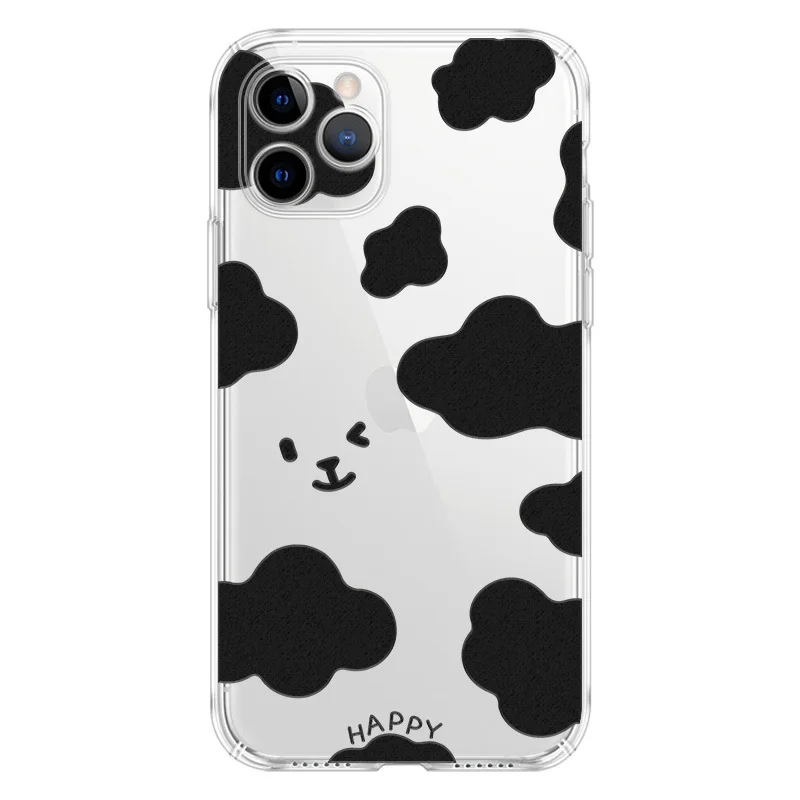 

kawaii Cows Spots Phone Case For iPhone Print Silicone 13 Clear Pattern 11 Korean Style Case 12 Pro MAX MiNi 7 8 Plus X XS XR