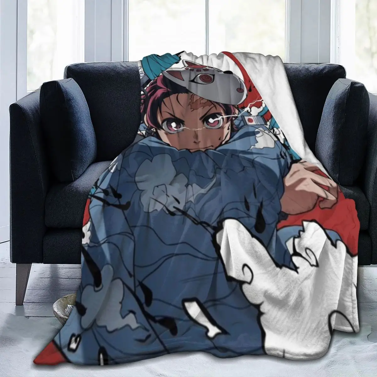 

Manta de microfranela con estampado de Anime Demon Slayer, Tanjiro, Kamado
