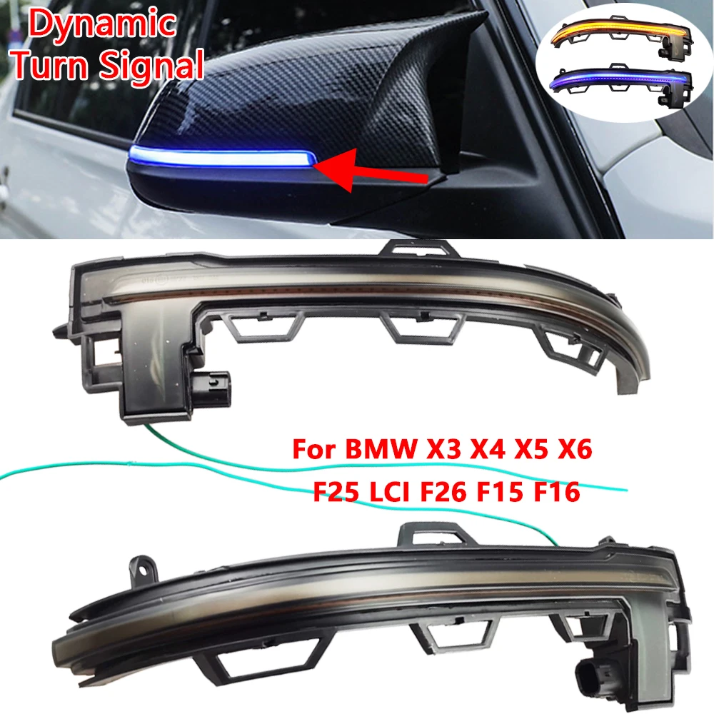 

Smoked Side Mirror Sequential Turn Signal Light For BMW X3 F25 X4 F26 X5 F15 X6 F16 2014-2018 LED Dynamic Turn Signal Light