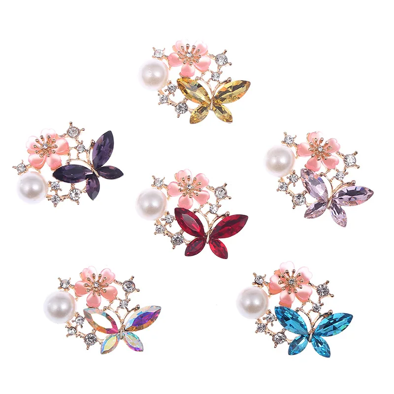 20 шт./лот разноцветные пуговицы с плоской спинкой и акриловыми жемчужинами