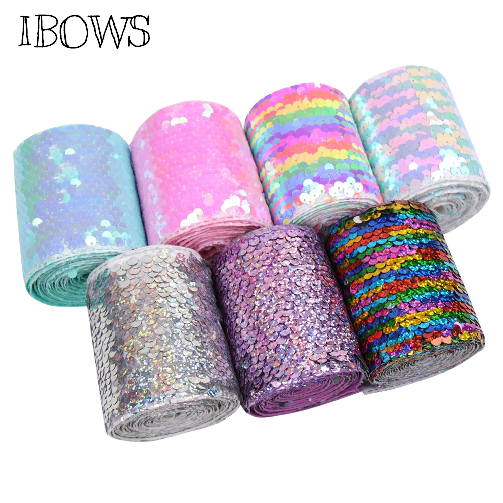 IBOWS 2 ярда 75 мм реверсивная лента с блестками Лазерная лампа для ремня своими