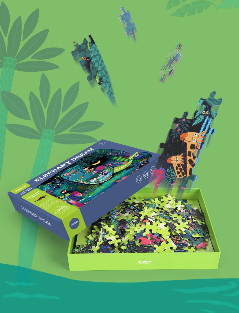 Mideer 280 шт. детская головоломка игрушка лес животные слон динозавр креативное