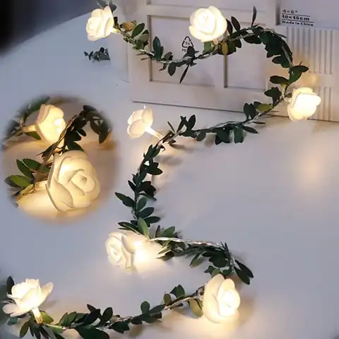 Рождественская светодиодная гирлянда с цветами розы, Сказочная уличная гирлянда с USB/питанием от батарейки для свадьбы, сада, вечеринки, укр...