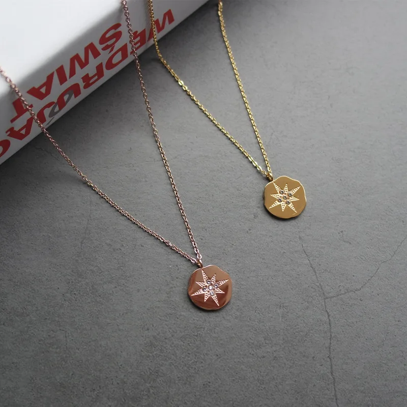 Юн РУО полюс компас со Звездой Кулон ожерелье из розового золота Цвет Мода