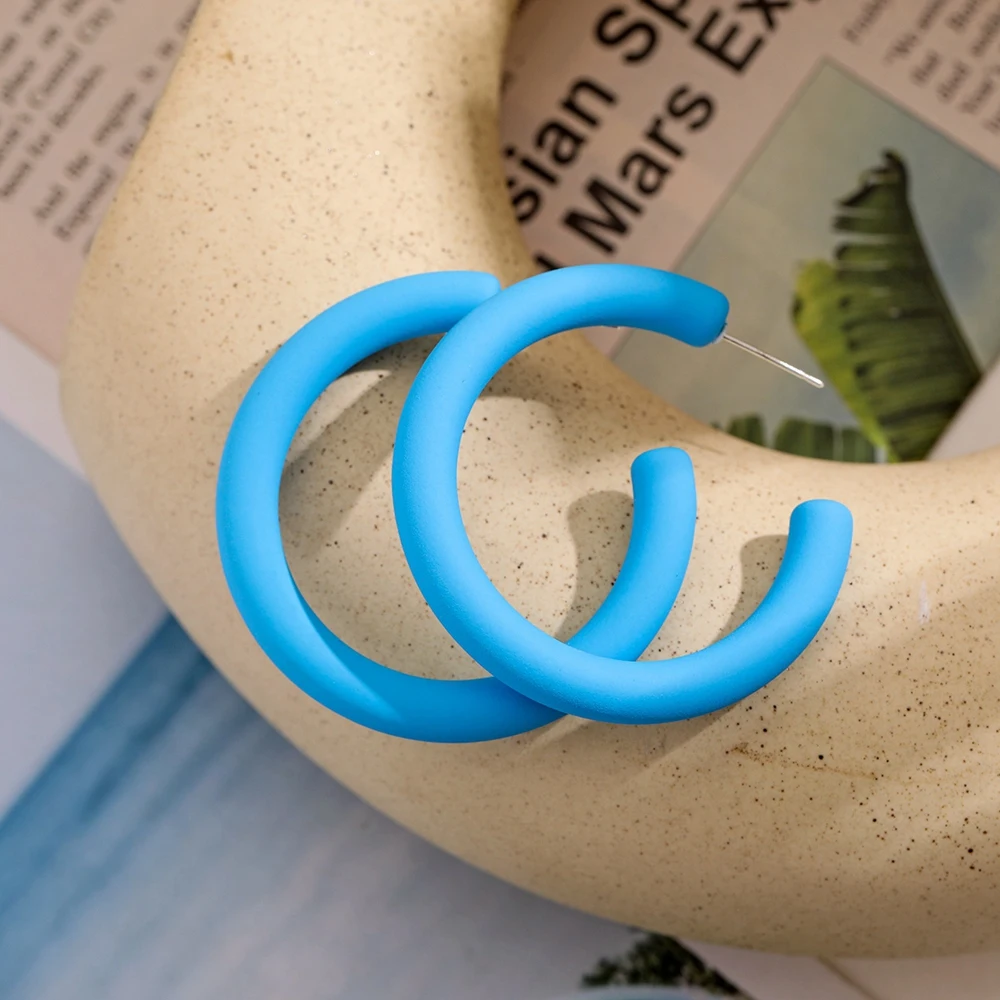 FAMSHIN Простые Модные яркие цветные C-образные большие серьги для женщин и девушек