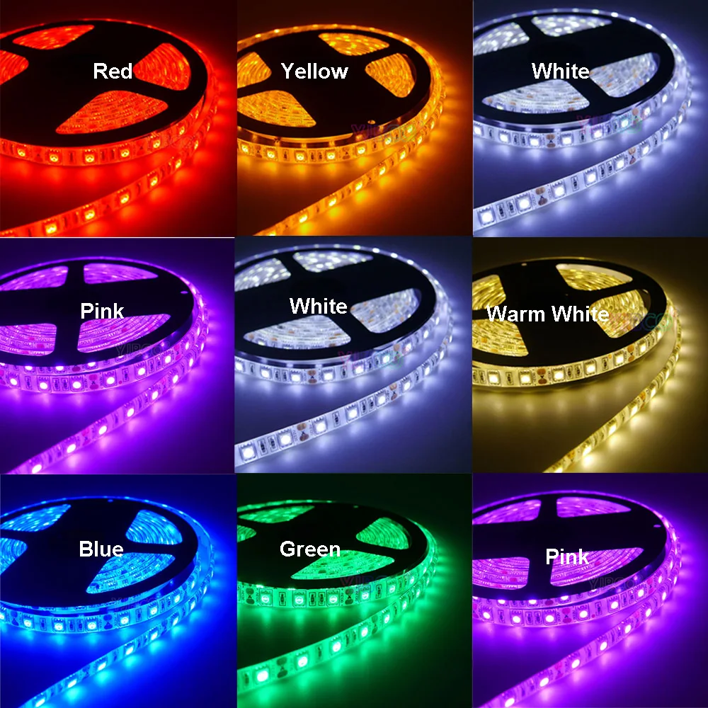 5 м 60 светодиодов/м DC12V RGB/белый/теплый белый/красный/зеленый/синий/желтый