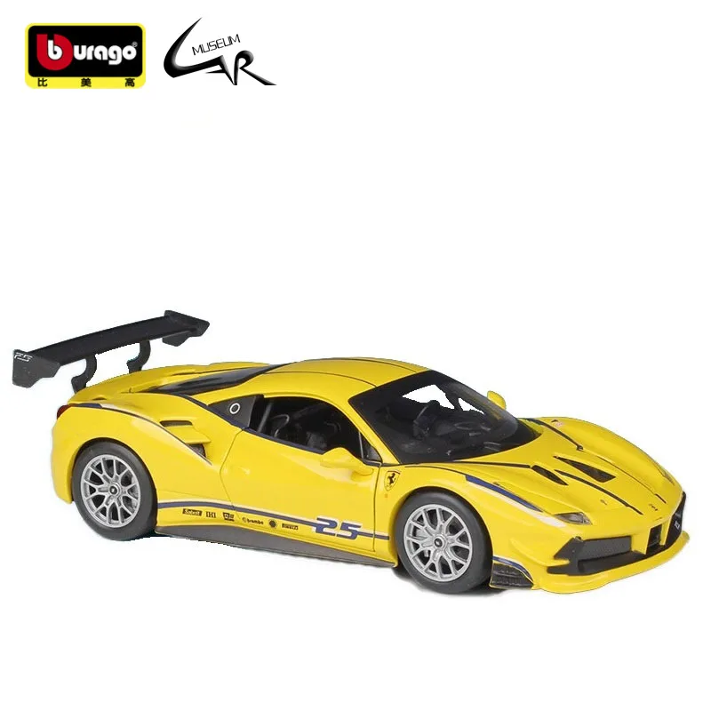 

Bburago 1:24 Феррари 488 вызов желтый Литье металла ралли масштабная модель автомобиля Kit Дисплей коллекции игрушка в подарок