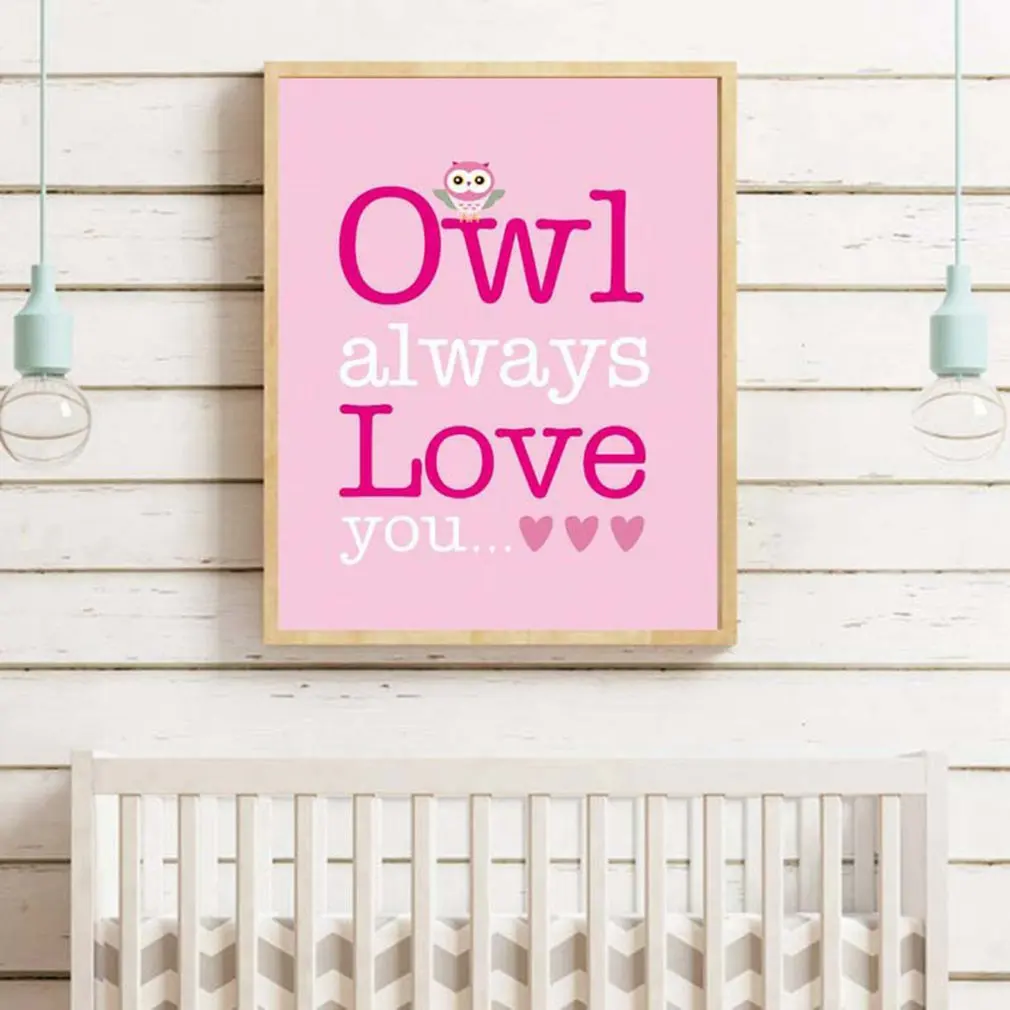 

Valentine's Day Home Decoration Canvas Painting Nordic English Letter Animal Combination Wall Art Frameless Poster for Home
