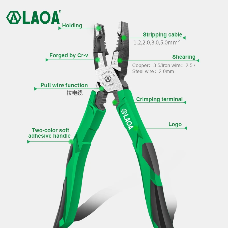 LAOA 3 шт. Cr-V стальные диагональные плоскогубцы универсальные с длинным носом щипцы
