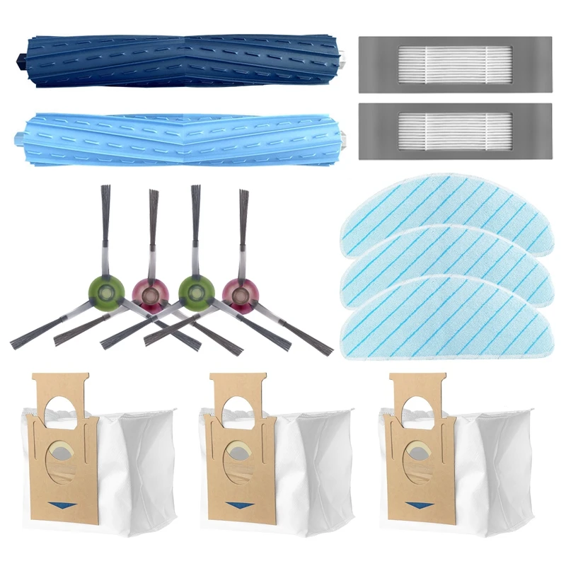 

TOP!-Rubber Roller Main Brush Filter Side Brushes Mop Cloth Filter Dust Bag for Ecovacs Deebot OZMO T9 AIVI T9 T9PRO T9 POWER