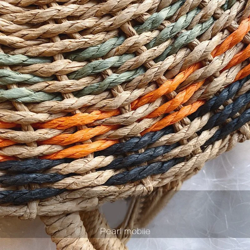 

Bohemian Women's Shoulder Bag Beach Tote Bag Round Paper Rope Straw Bag Beach Bag Travel Rattan Bag
