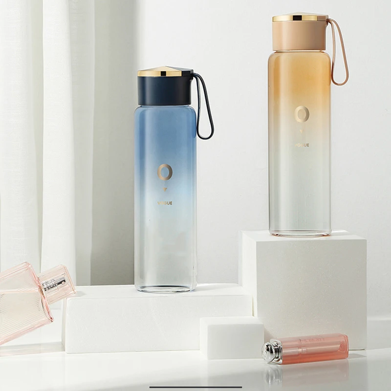 400 мл стеклянная бутылка для воды с градиентом Цвет веревкой милые модные