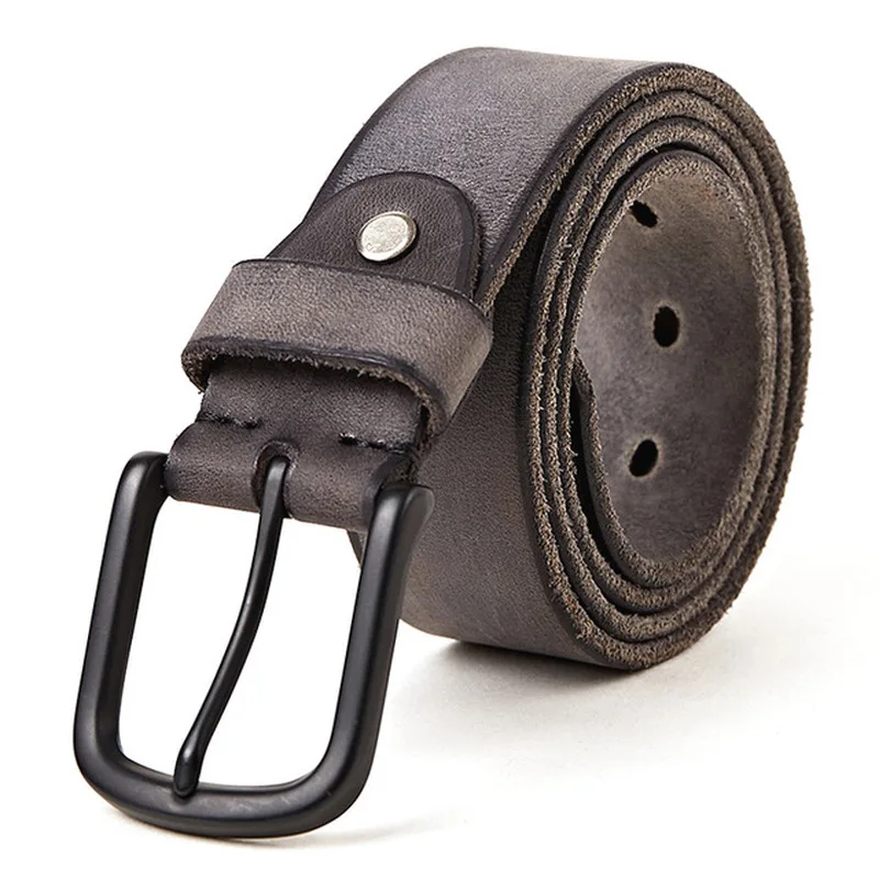 100% original leather men's belt matte metal pin buckle soft tough leather belt for men without interlayer male belt