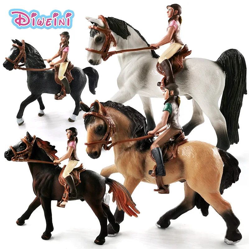 Hot Equestrian Knight Rider Horse Animal Model Action Figure Doll House DIY Cake Decoration Christmas Toy Figurine Gift For Kids