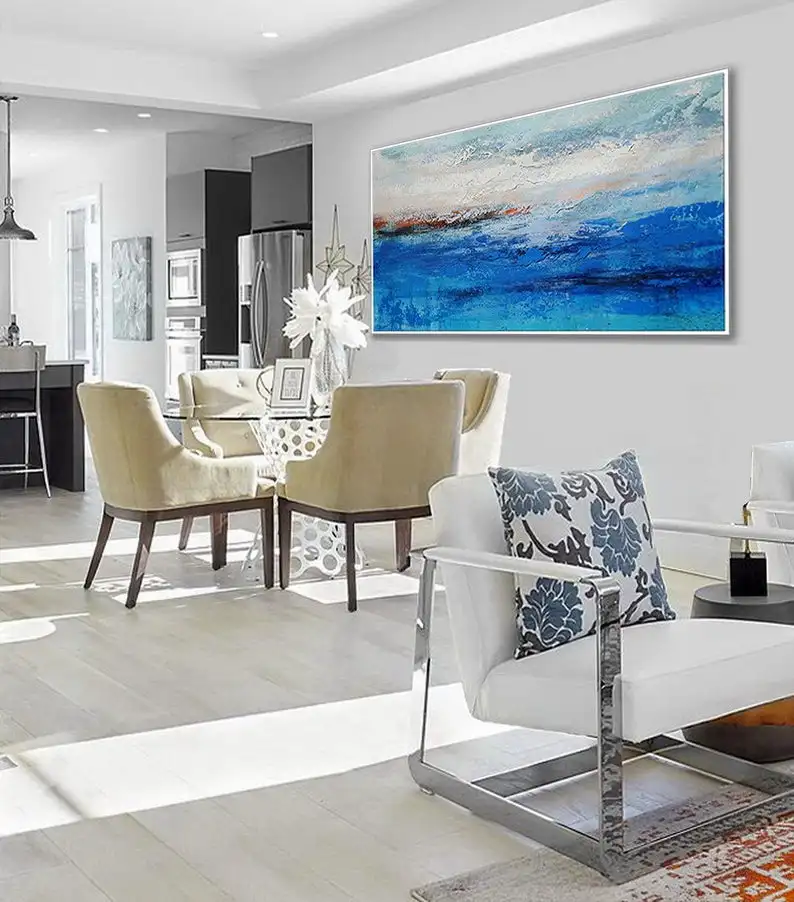 Beste Extra Grote Geweven Hedendaagse Wall Art Oversize Textuur Moderne Kunstwerk Horizontale Abstract Acryl Panoramisch Canvas Schilderij