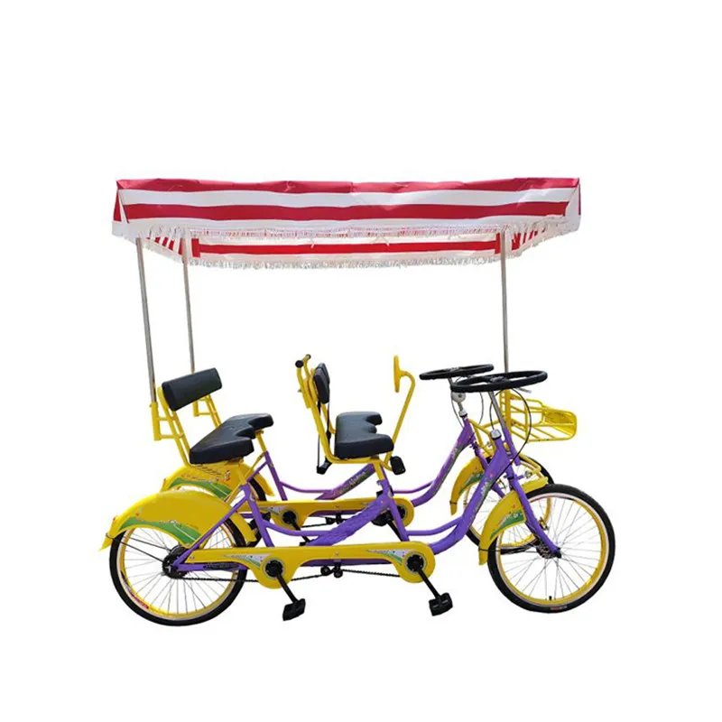 2pcs/lot Double Row Bicycle 4 Seater Pedal Tandem Couple Family Recreational Vehicles Sightseeing Road Bike for Tourism | Бытовая