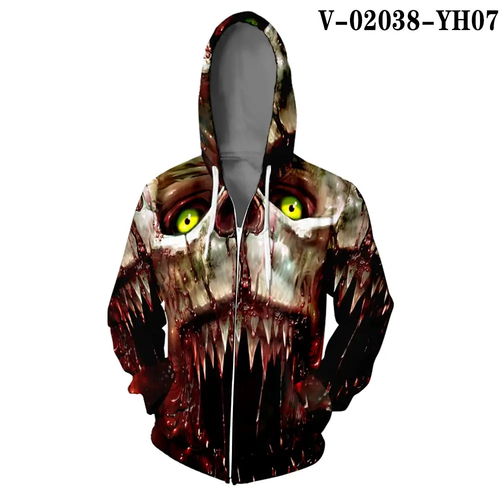 V02038 WAMNI/толстовка на молнии с капюшоном в стиле хип-хоп для косплея; толстовка на молнии с объемной молнией для Хэллоуина; классные аксессуары для косплея в стиле колледжа - Цвет: V02038